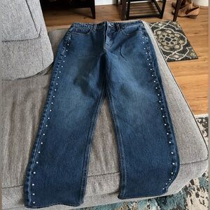 Old Navy Dark Blue Straight Leg Jeans with round silver rivets